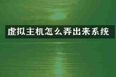 虚拟主机怎么弄出来系统