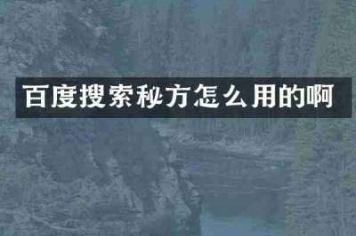 百度搜索秘方怎么用的啊