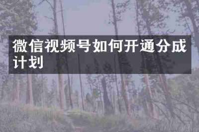 微信视频号如何开通分成计划