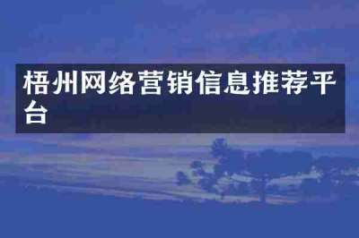 梧州网络营销信息推荐平台