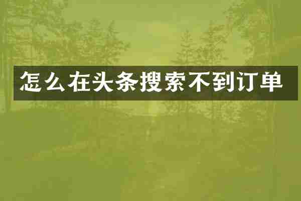 怎么在头条搜索不到订单