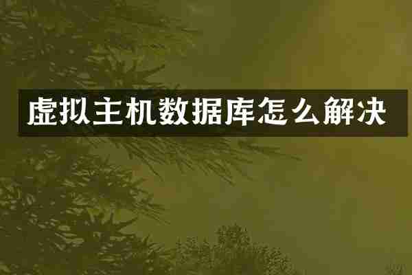 虚拟主机数据库怎么解决