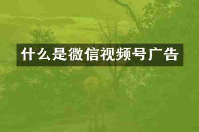 什么是微信视频号广告