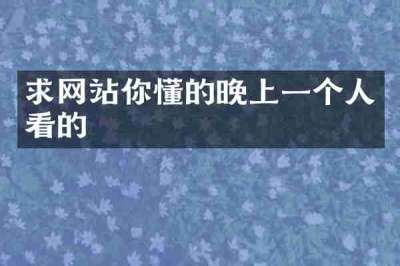 求网站你懂的晚上一个人看的