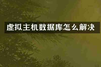 虚拟主机数据库怎么解决