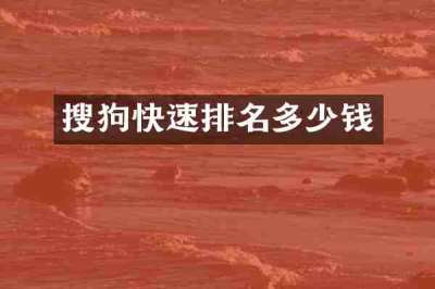 搜狗快速排名多少钱
