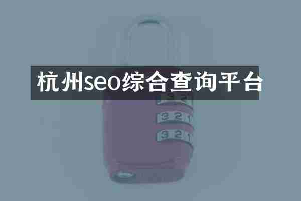 杭州seo综合查询平台