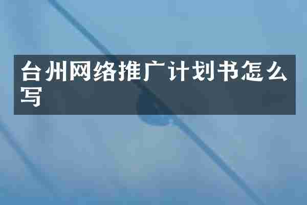 台州网络推广计划书怎么写