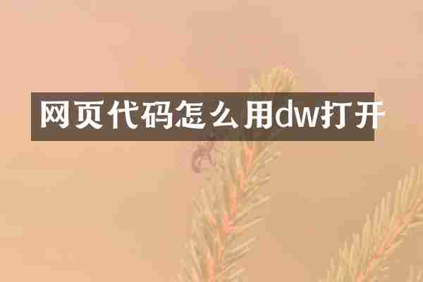 网页代码怎么用dw打开
