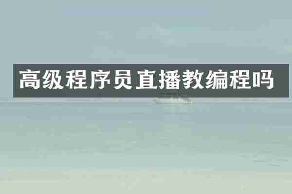 高级程序员直播教编程吗
