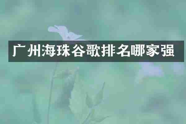 广州海珠谷歌排名哪家强