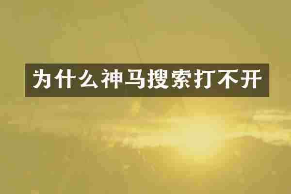 为什么神马搜索打不开