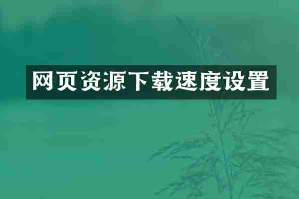 网页资源下载速度设置