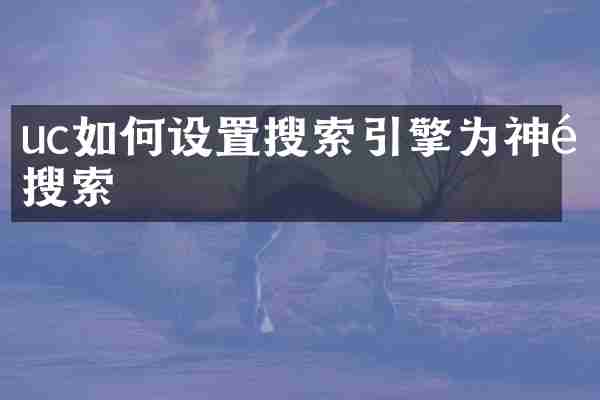 uc如何设置搜索引擎为神马搜索