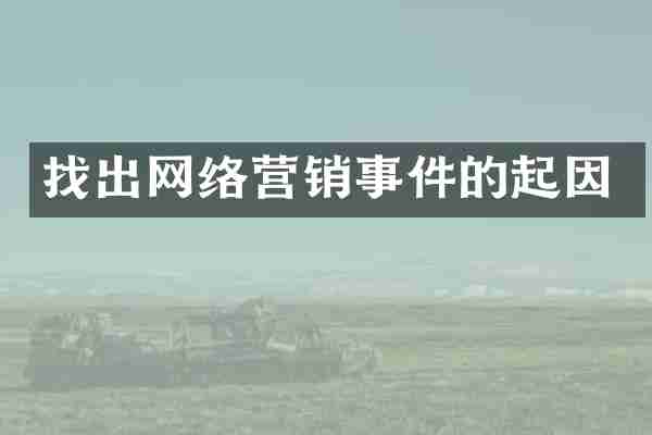 找出网络营销事件的起因
