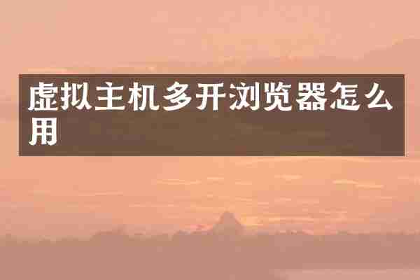 虚拟主机多开浏览器怎么用