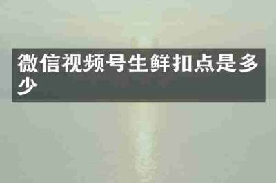 微信视频号生鲜扣点是多少