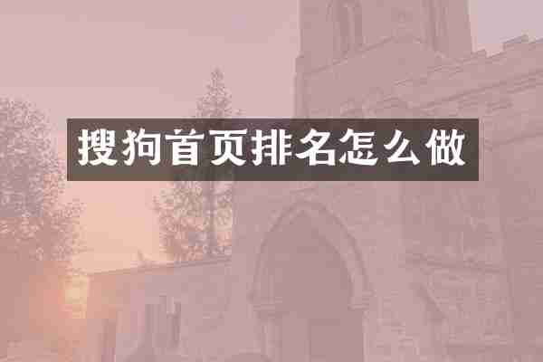 搜狗首页排名怎么做