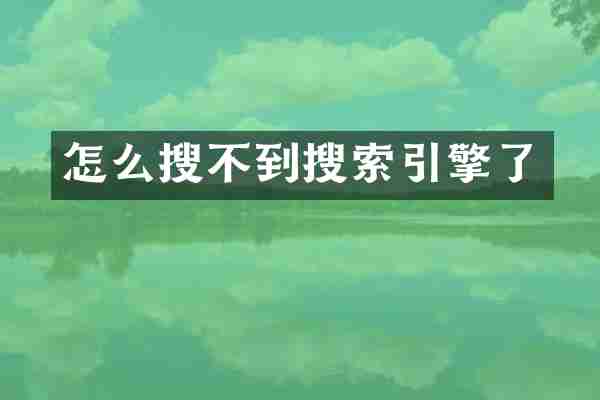 怎么搜不到搜索引擎了