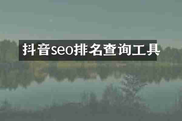 抖音seo排名查询工具