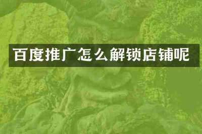 百度推广怎么解锁店铺呢