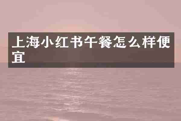 上海小红书午餐怎么样便宜
