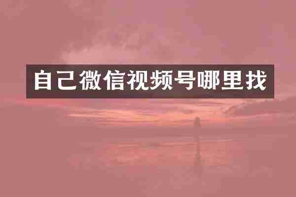 自己微信视频号哪里找
