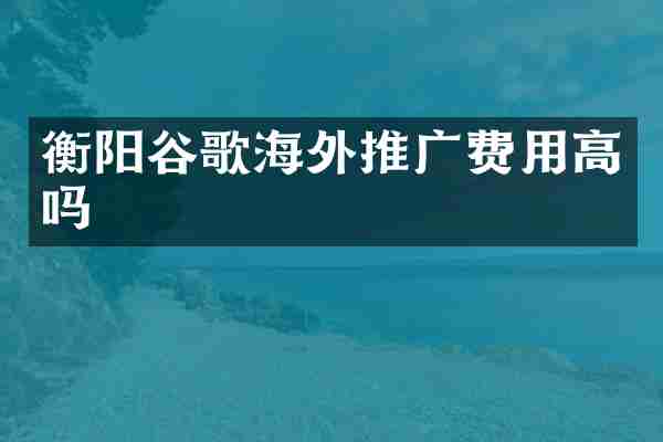 衡阳谷歌海外推广费用高吗