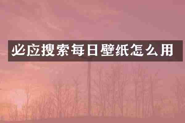 必应搜索每日壁纸怎么用