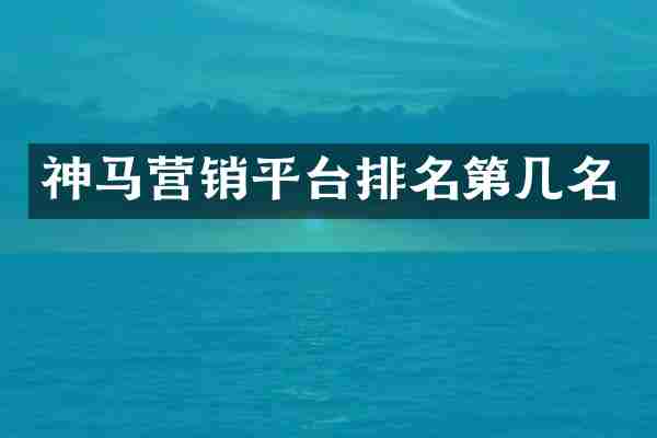 神马营销平台排名第几名