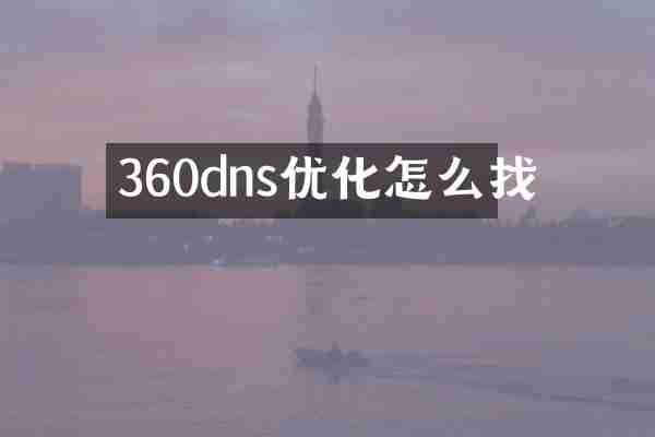 360dns优化怎么找