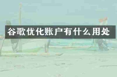 谷歌优化账户有什么用处