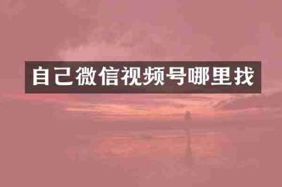 自己微信视频号哪里找