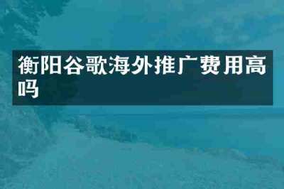 衡阳谷歌海外推广费用高吗