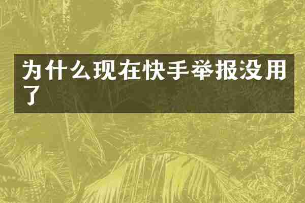 为什么现在快手举报没用了