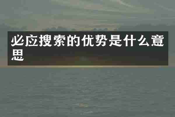 必应搜索的优势是什么意思