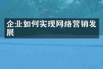 企业如何实现网络营销发展