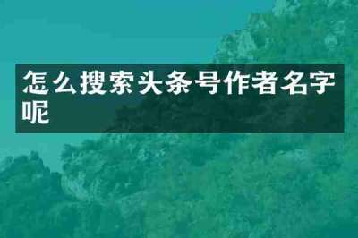 怎么搜索头条号作者名字呢