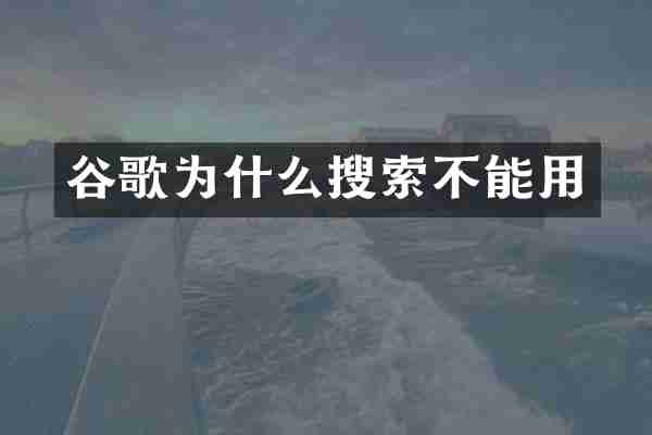 谷歌为什么搜索不能用