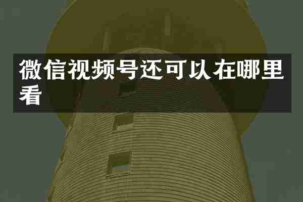 微信视频号还可以在哪里看