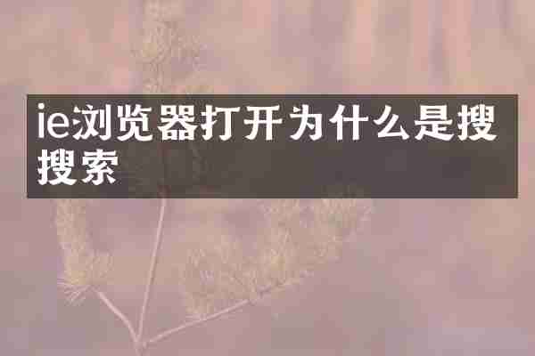 ie浏览器打开为什么是搜狗搜索