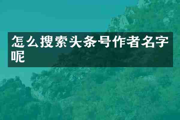 怎么搜索头条号作者名字呢