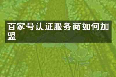 百家号认证服务商如何加盟