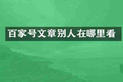 百家号文章别人在哪里看