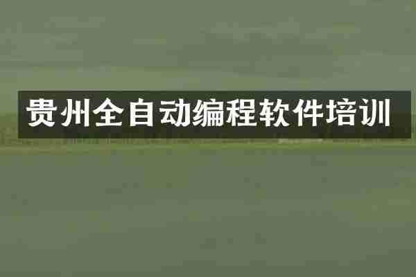 贵州全自动编程软件培训