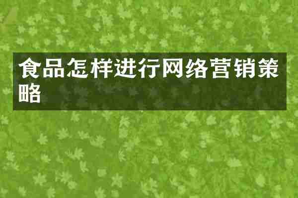 食品怎样进行网络营销策略