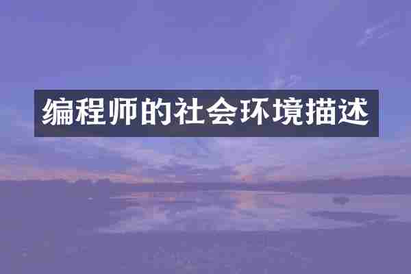 编程师的社会环境描述