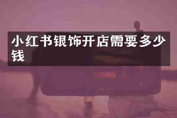 小红书银饰开店需要多少钱
