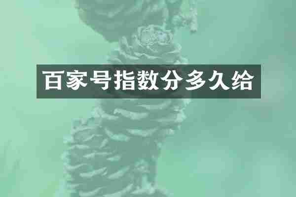百家号指数分多久给
