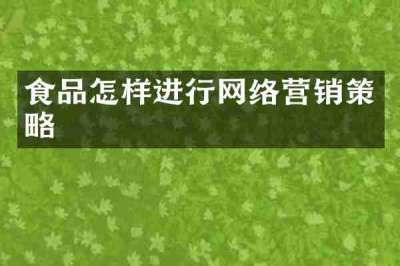 食品怎样进行网络营销策略